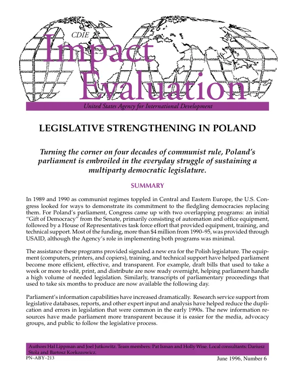 Legislative strengthening in Poland