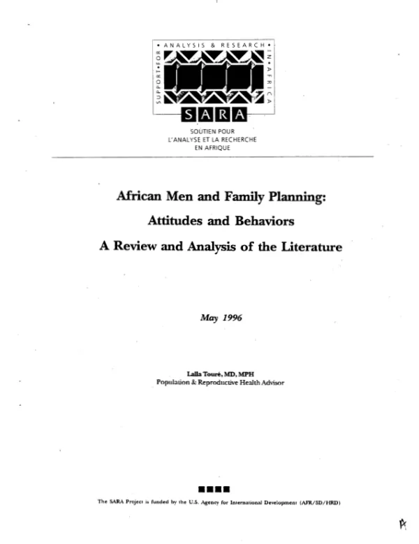 African men and family planning : attitudes and behaviors -- a review and analysis of the literature = Hommes africains et la planification familiale : attitudes et comportements -- revue et analyse de la litterature