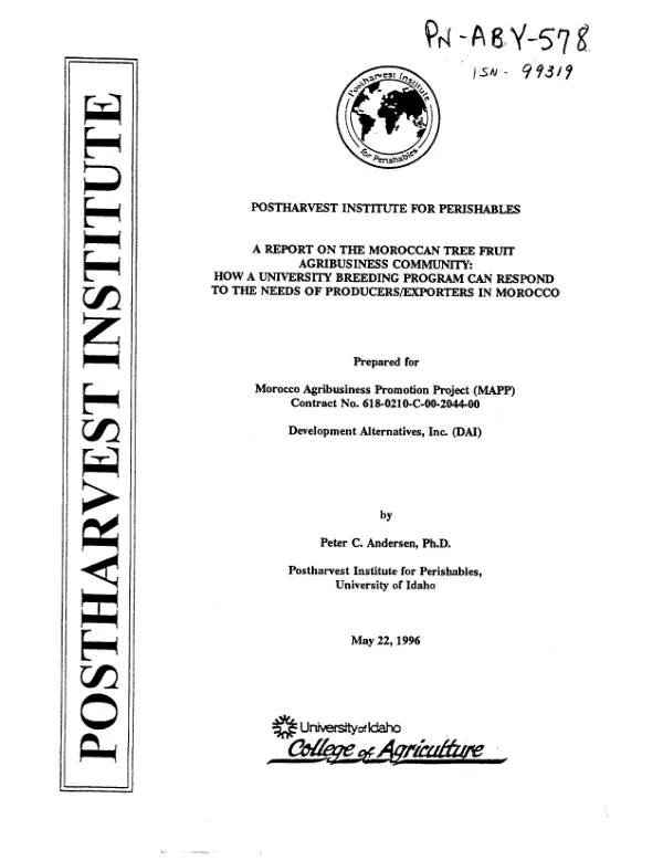Report on the Moroccan tree fruit agribusiness community : how a university breeding program can respond to the needs of producers/exporters in Morocco