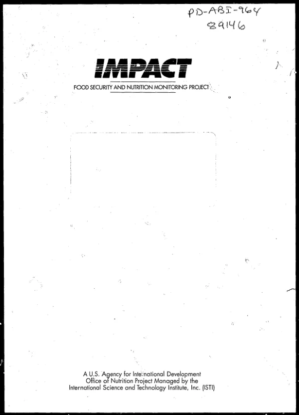 Two-tiered evaluation of Africare's PL480 program in Guinea-Bissau : food security impacts of the monetization process, and of the activities of the Tombali Region Rural Associations supported by the sale proceeds