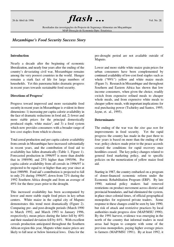 Mozambique food security success story