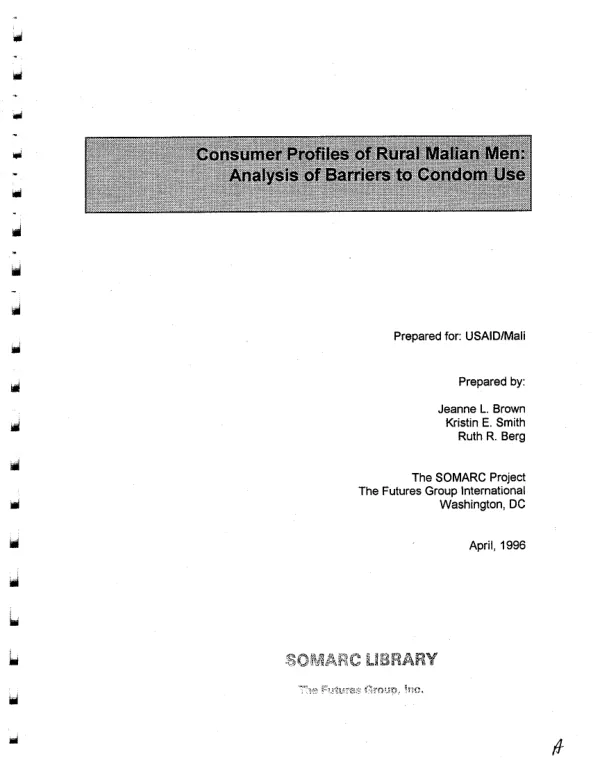 Consumer profiles of rural Malian men : analysis of barriers to condom use