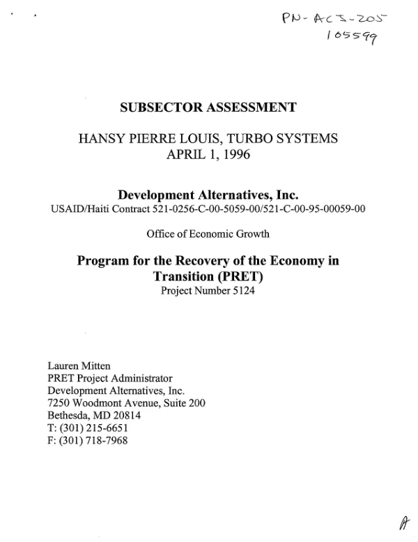 Subsector assessment [: craftsmanship and sewing sectors]
