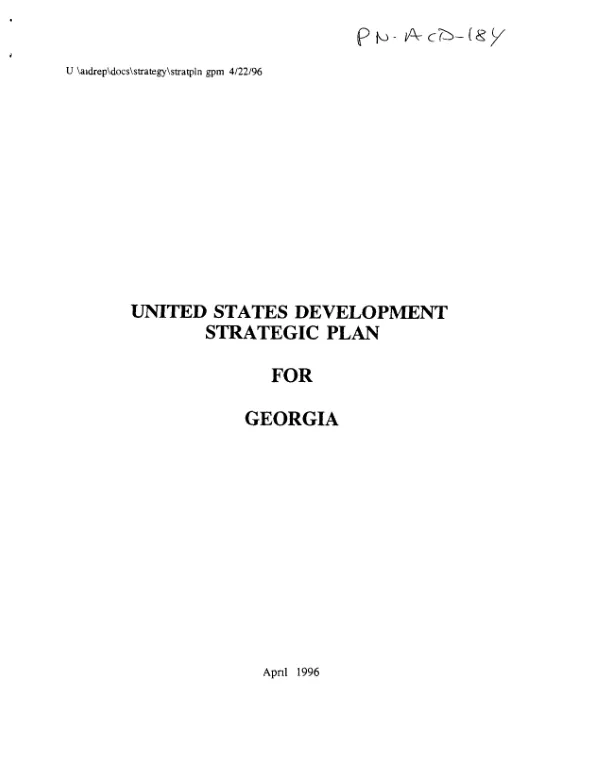 USAID/Causasus : Georgia program -- strategic plan, FY 1996-2000
