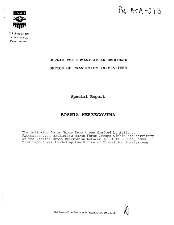 Report on focus groups conducted in Bosnia Hercegovina