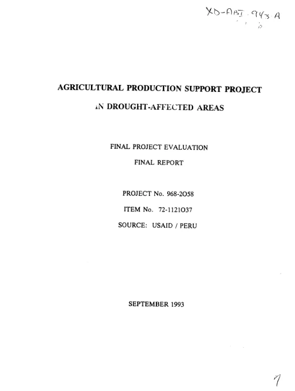 Agricultural production support project in drought - affected areas : final project evaluation