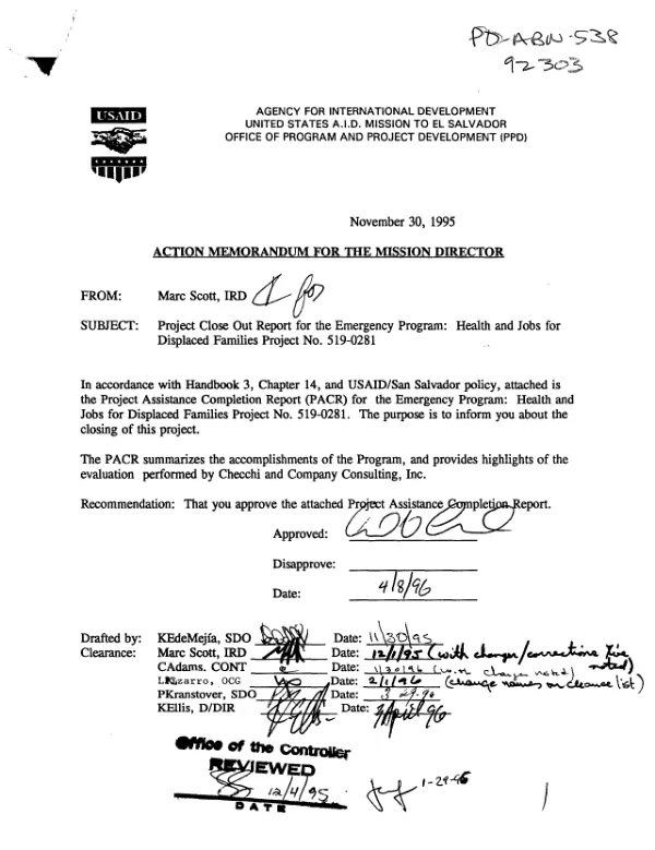 Project assistance completion report -- emergency program : health and jobs for displaced families project no. 519-0281