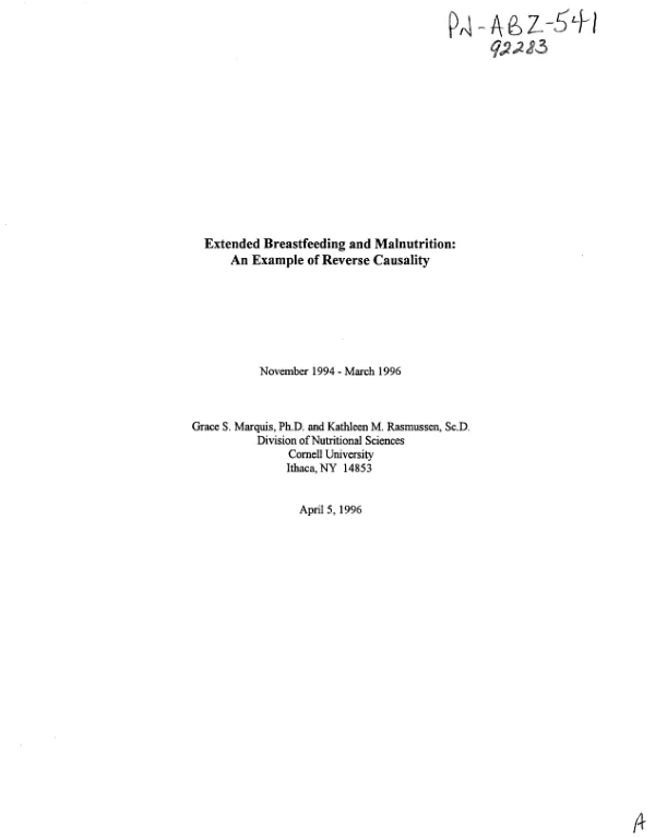 Extended breastfeeding and malnutrition : an example of reverse causality