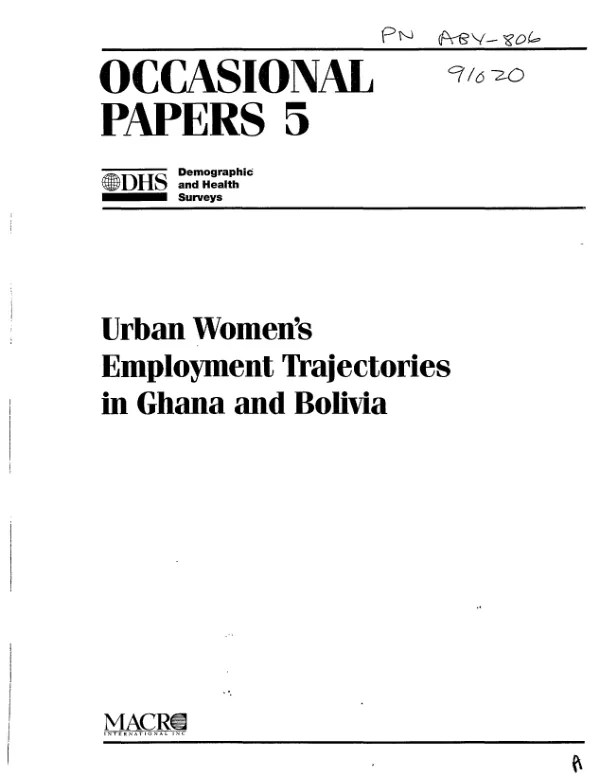 Urban women"s employment trajectories in Ghana and Bolivia