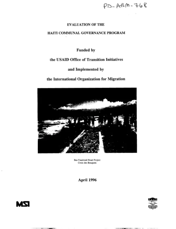 Evaluation of the Haiti communal governance program