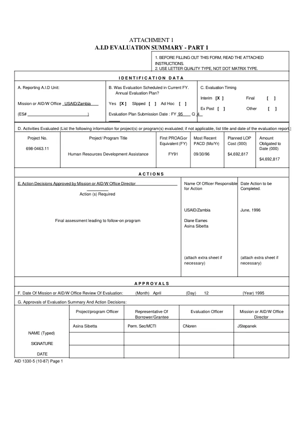 Human resources development assistance