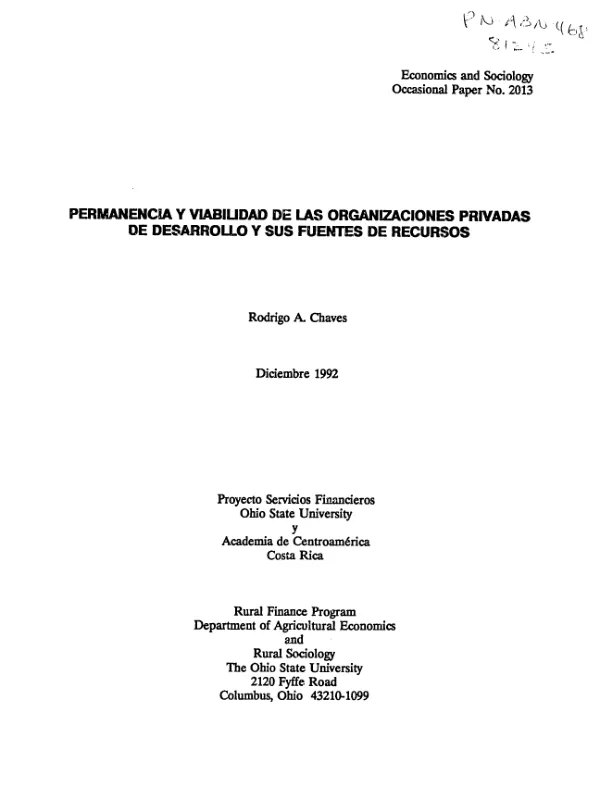 Permanencia y viabilidad de las organizaciones privadas de desarrollo y sus fuentes de recursos
