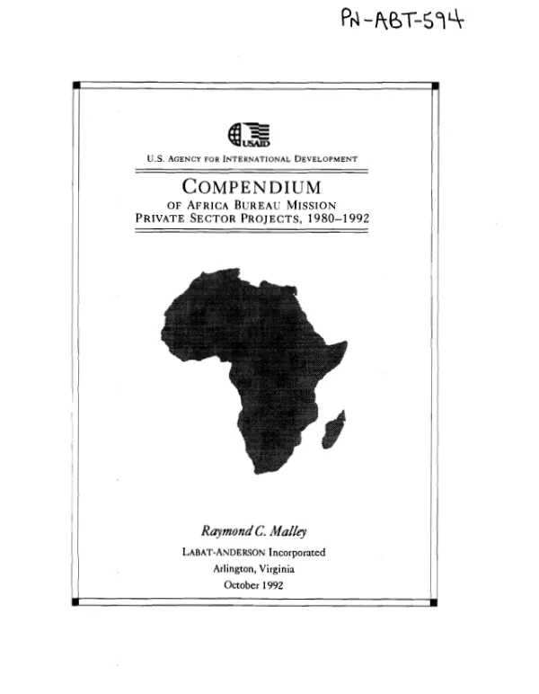 Compendium of Africa Bureau Mission private sector projects, 1980-1992
