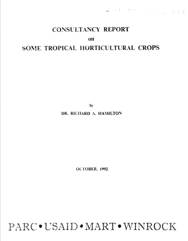 Some tropical horticultural crops : consultancy report
