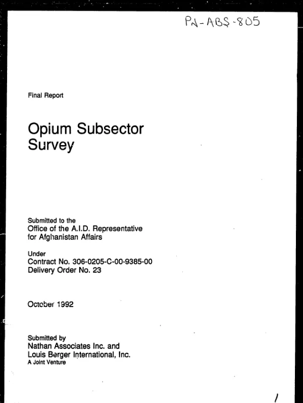 Opium subsector survey
