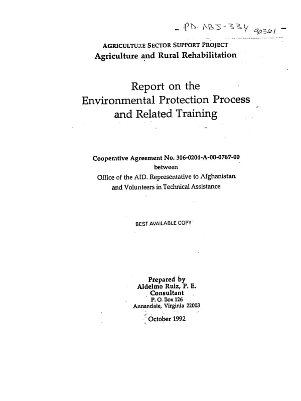 Report on the environmental protection process and related training