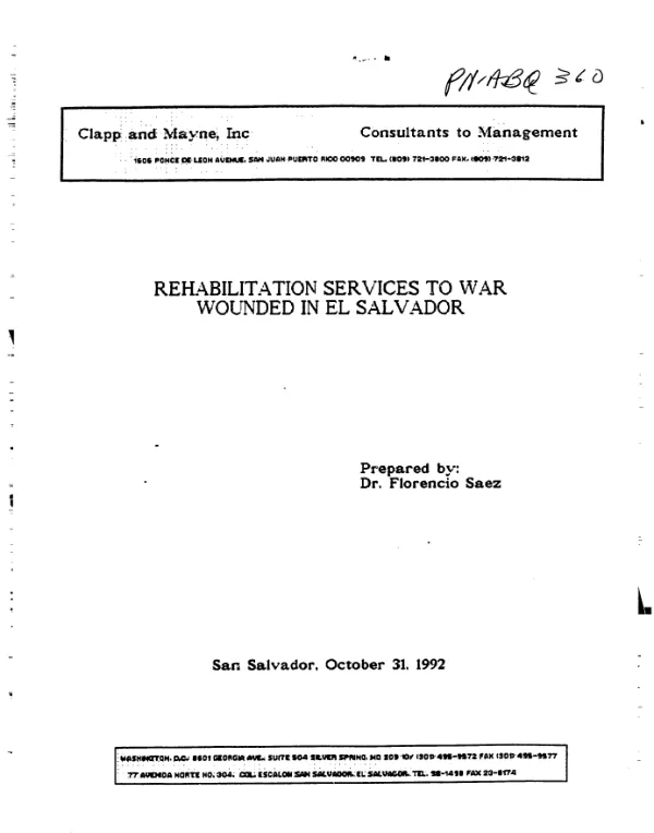Rehabilitation services to war wounded in El Salvador