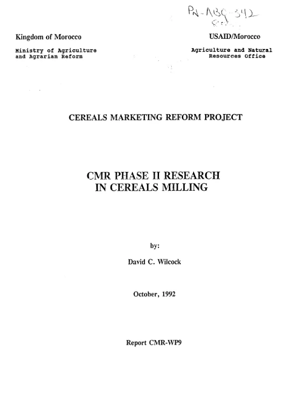 CMR phase II research in cereals milling