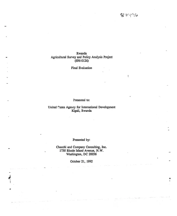Rwanda : agricultural survey and policy analysis project (696-0126) -- final evaluation