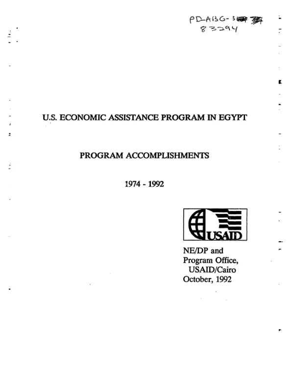 U.S. Economic assistance program in Egypt : program accomplishments, 1974-1992