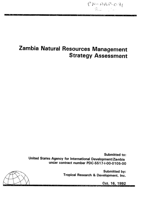 Zambia natural resources management strategy assessment