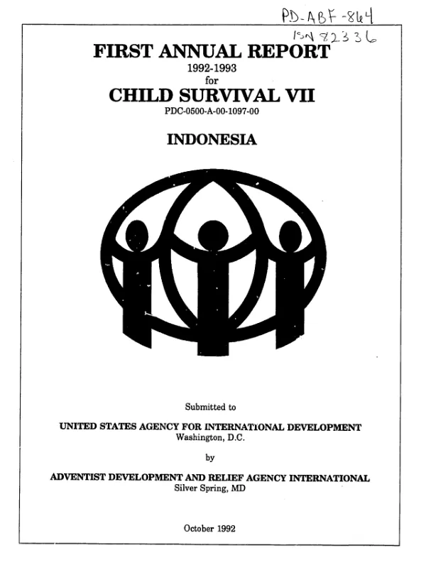 First annual report, 1992-1993, child survival VII, PDC-0500-A-00-1097-00 -- Indonesia