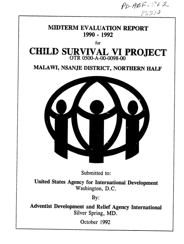 Midterm evaluation report 1990-1992 for child survival VI project, OTR-0500-A-00-0098-00, Malawi, Nsanje District, northern half