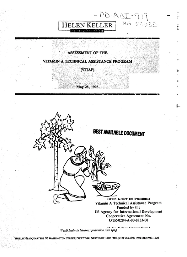 Helen Keller International : assessment of the Vitamin A technical assistance program (VITAP)