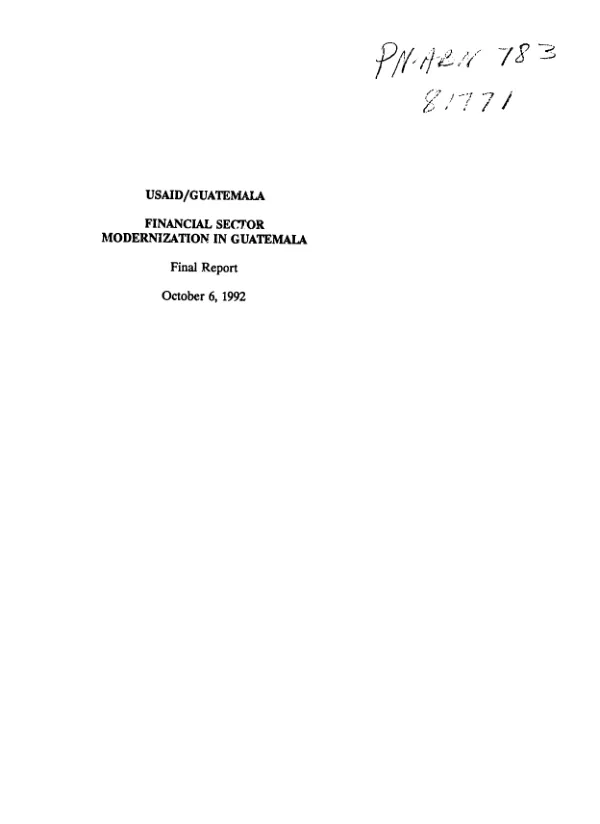 Financial sector modernization in Guatemala