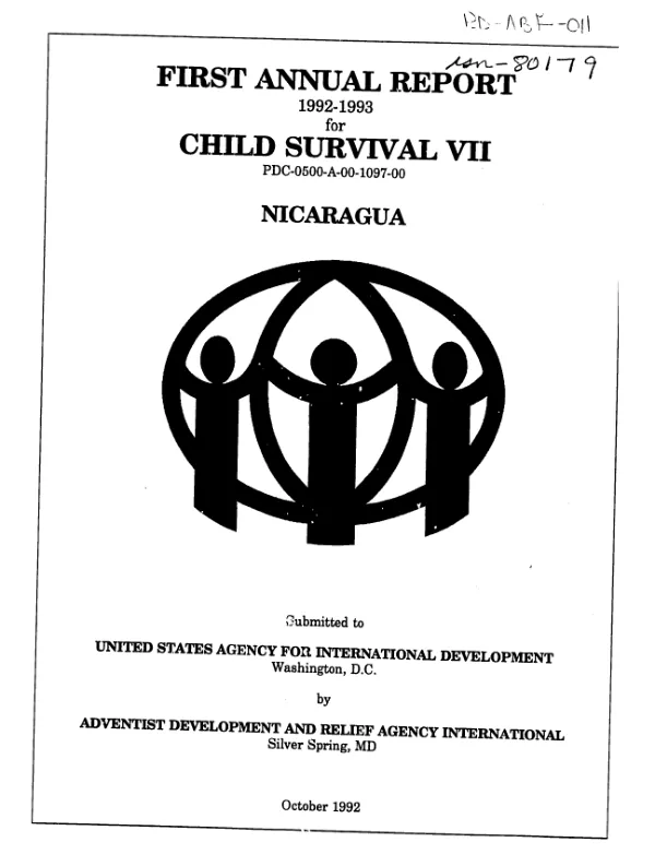 First annual report, 1992-1993, for child survival VII : PDC-0500-A-00-1097-00 -- Nicaragua