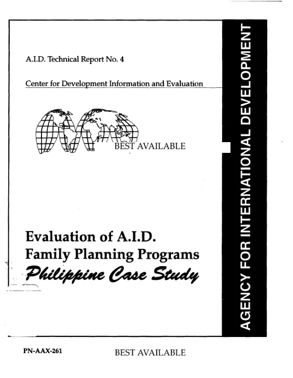 Evaluation of AID family planning programs : Philippine case study