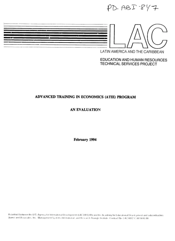Advanced training in economics (ATIE) program : an evaluation