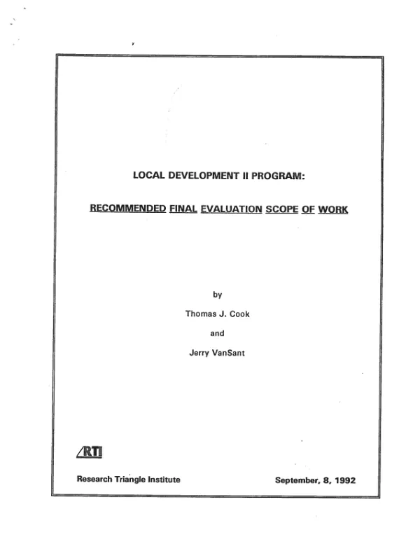 Local development II program (263-0182) : final evaluation scope of work