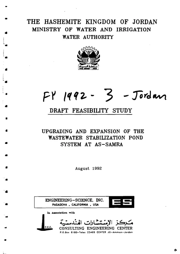 Upgrading and expansion of the wastewater stabilization pond system at As-Samra : draft feasibility study report