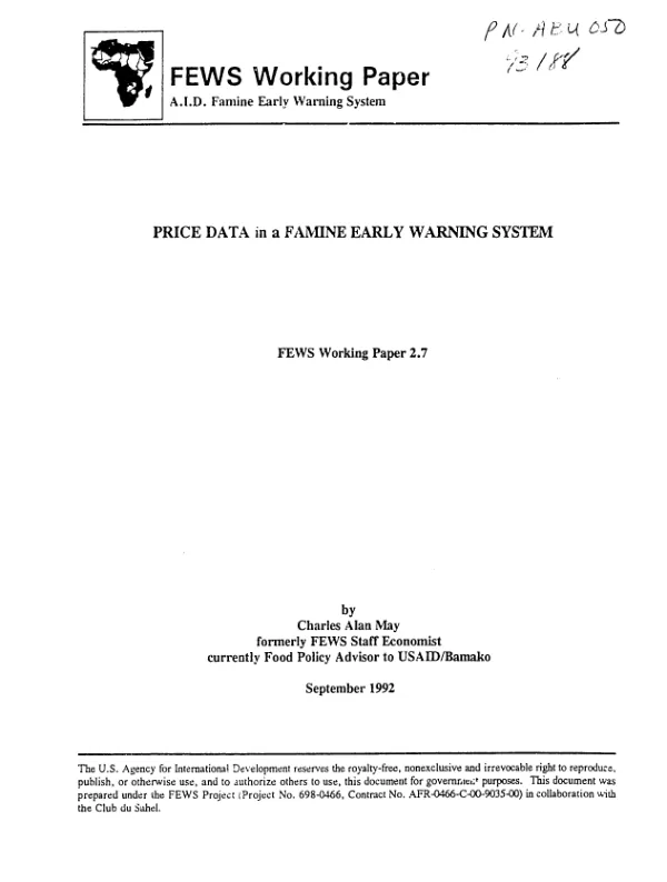 Price data in a Famine Early Warning System