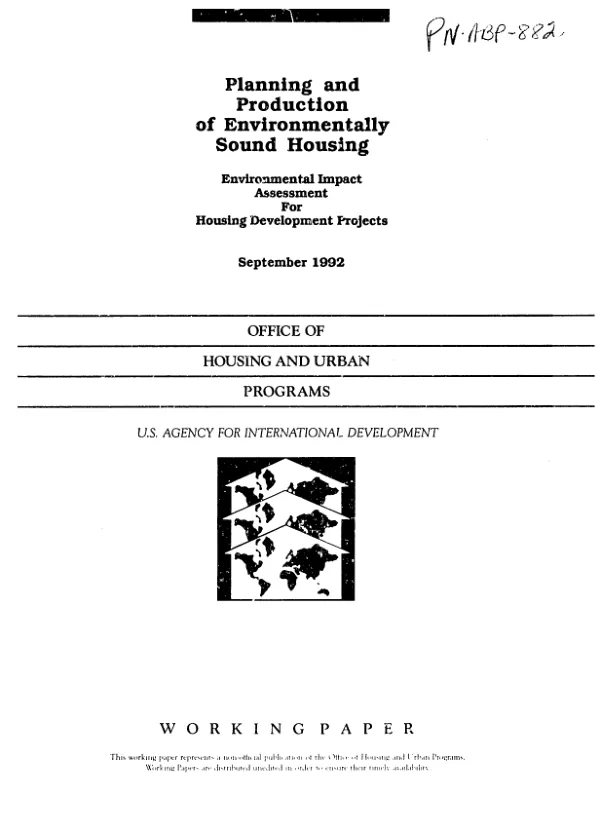 Planning and production of environmentally sound housing : environmental impact assessment for housing development projects