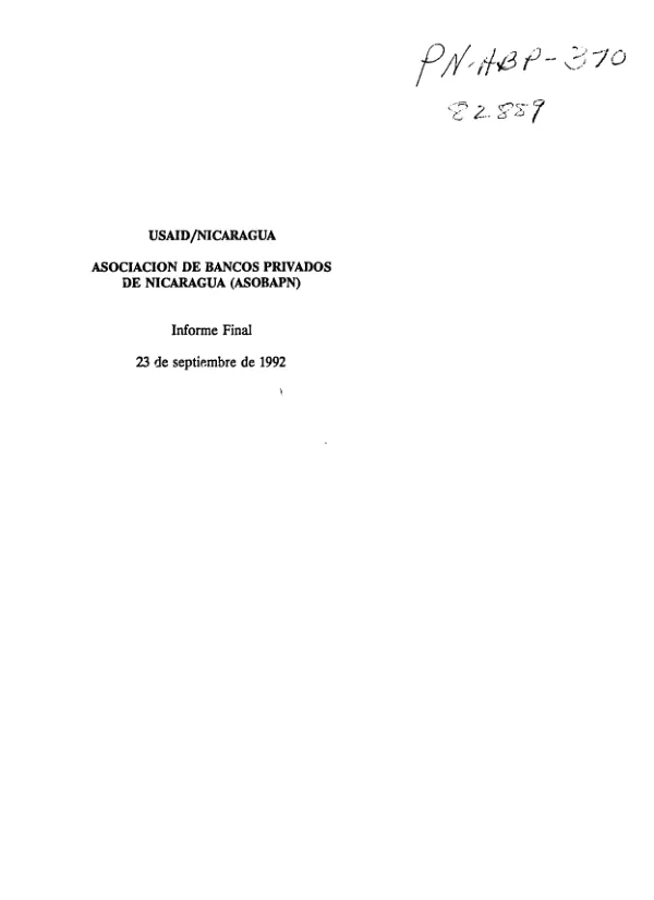 Asociacion de Bancos Privados de Nicaragua (ASOBAPN) : informe final