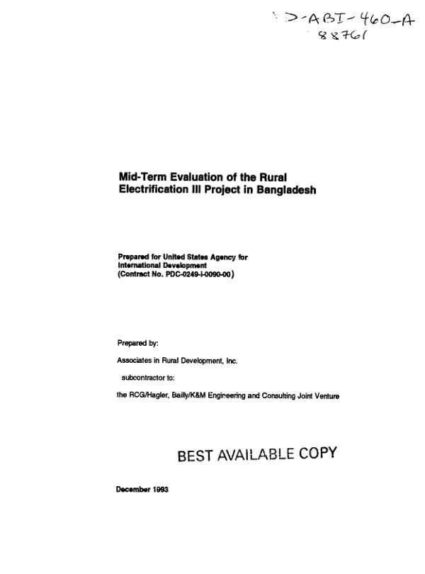 Mid-term evaluation of the rural electrification III project in Bangladesh