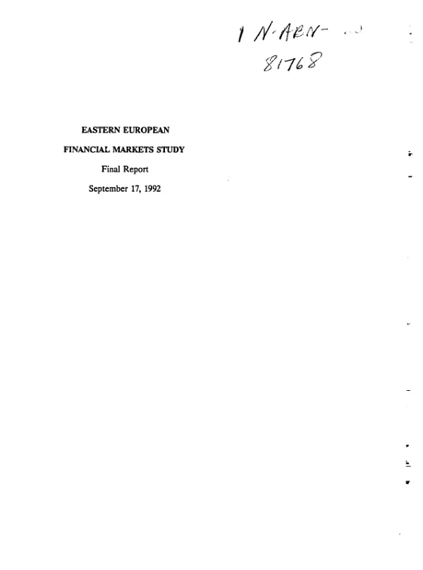 Eastern European financial markets study