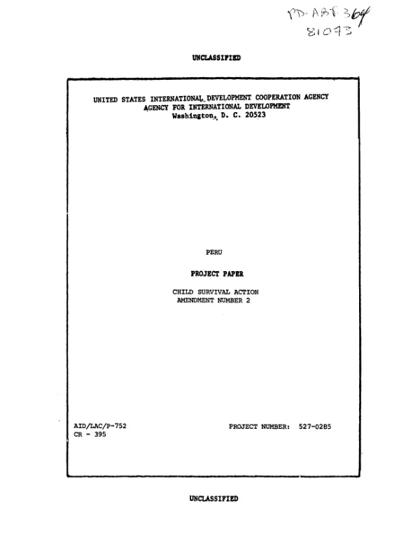 Child survival action : amendment number 2