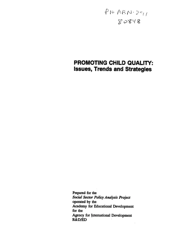 Promoting child quality : issues, trends and strategies