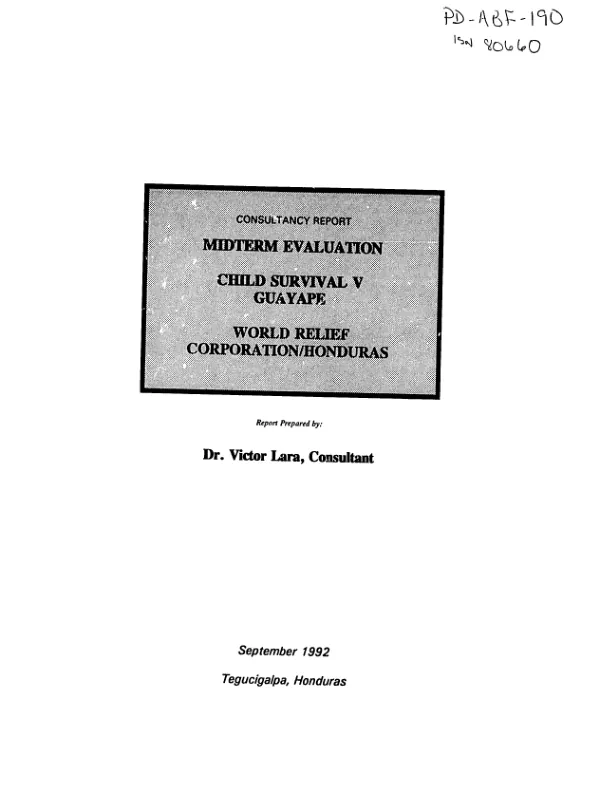 Midterm evaluation : child survival V, Guayape