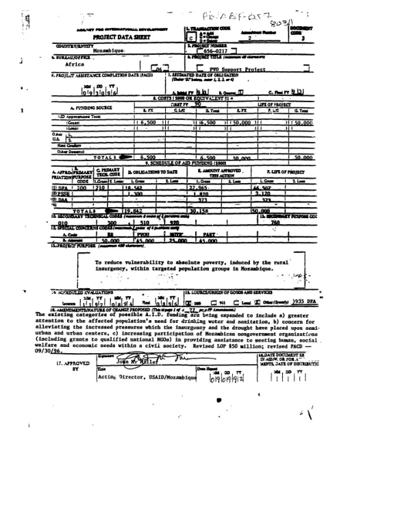 PVO support project : amendment no. 2