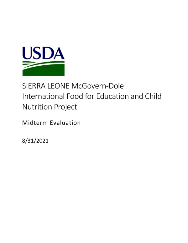 [USDA FY 2018] Midline evaluation report for phase IV of the all pikin for learn project in Sierra Leone