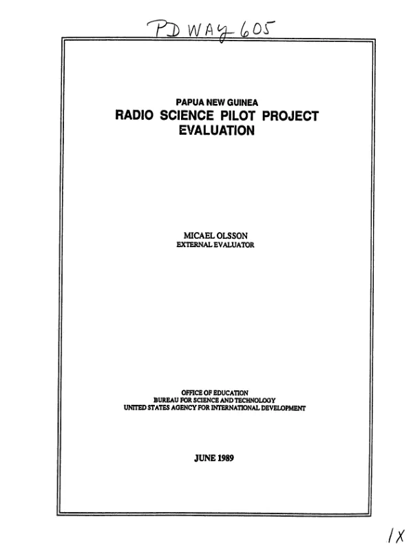 Papua New Guinea : radio science pilot project -- evaluation