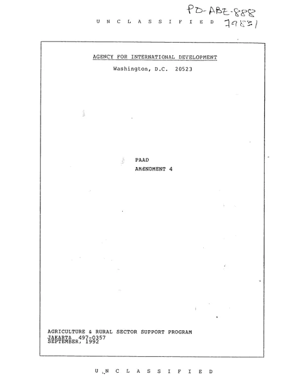 PAAD amendment no. 4 to the agriculture and rural sector support program