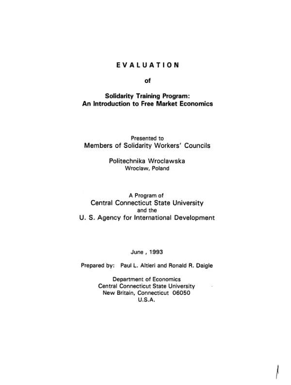 Evaluation of Solidarity training program : an introduction to free market economics