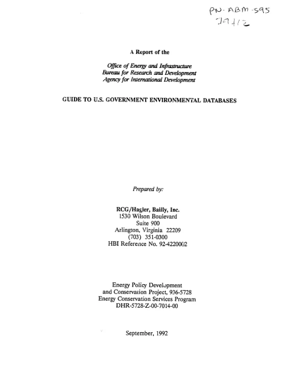Guide to US government environmental databases