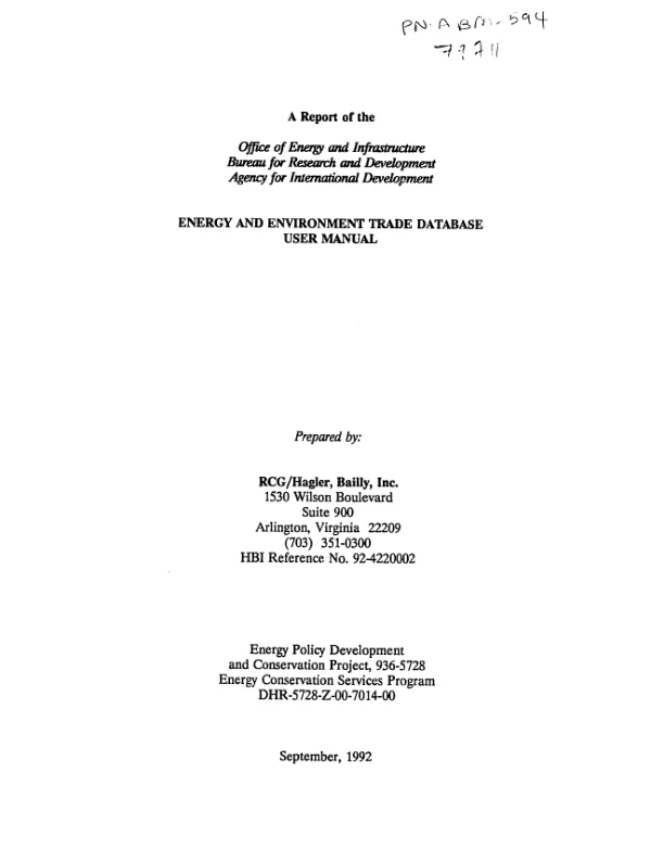 Energy and environment trade database : user manual