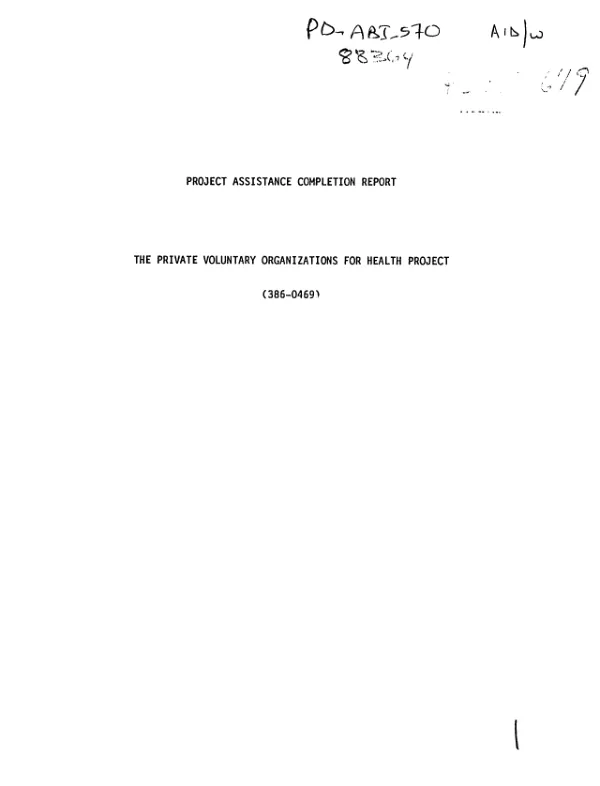 Project assistance completion report : the private voluntary organizations for health project (386-0469)